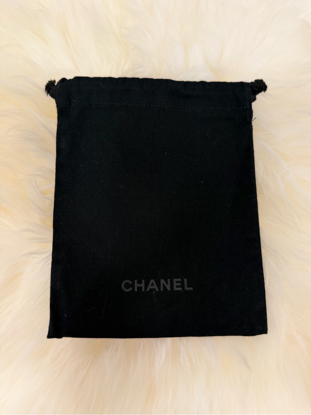Authentic CHANEL Black Velvet Drawstring Dust Bag / Pouch with Subtle Logo